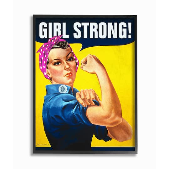Stupell Industries Girl Strong Vintage Poster Wall Accent with Black Frame